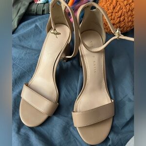 Kelly & Katie Beige Ankle-Strap Block Heel Sandals